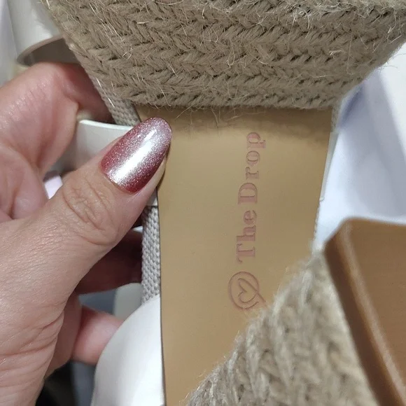 New The Drop  Espadrille Strappy Heeled Sandals In White/ Natural Combo Size 10 - Picture 8 of 10